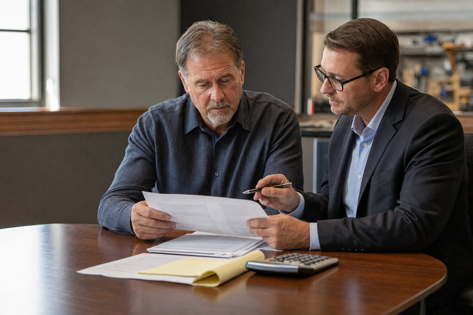 Owner and CPA reviewing planning documents