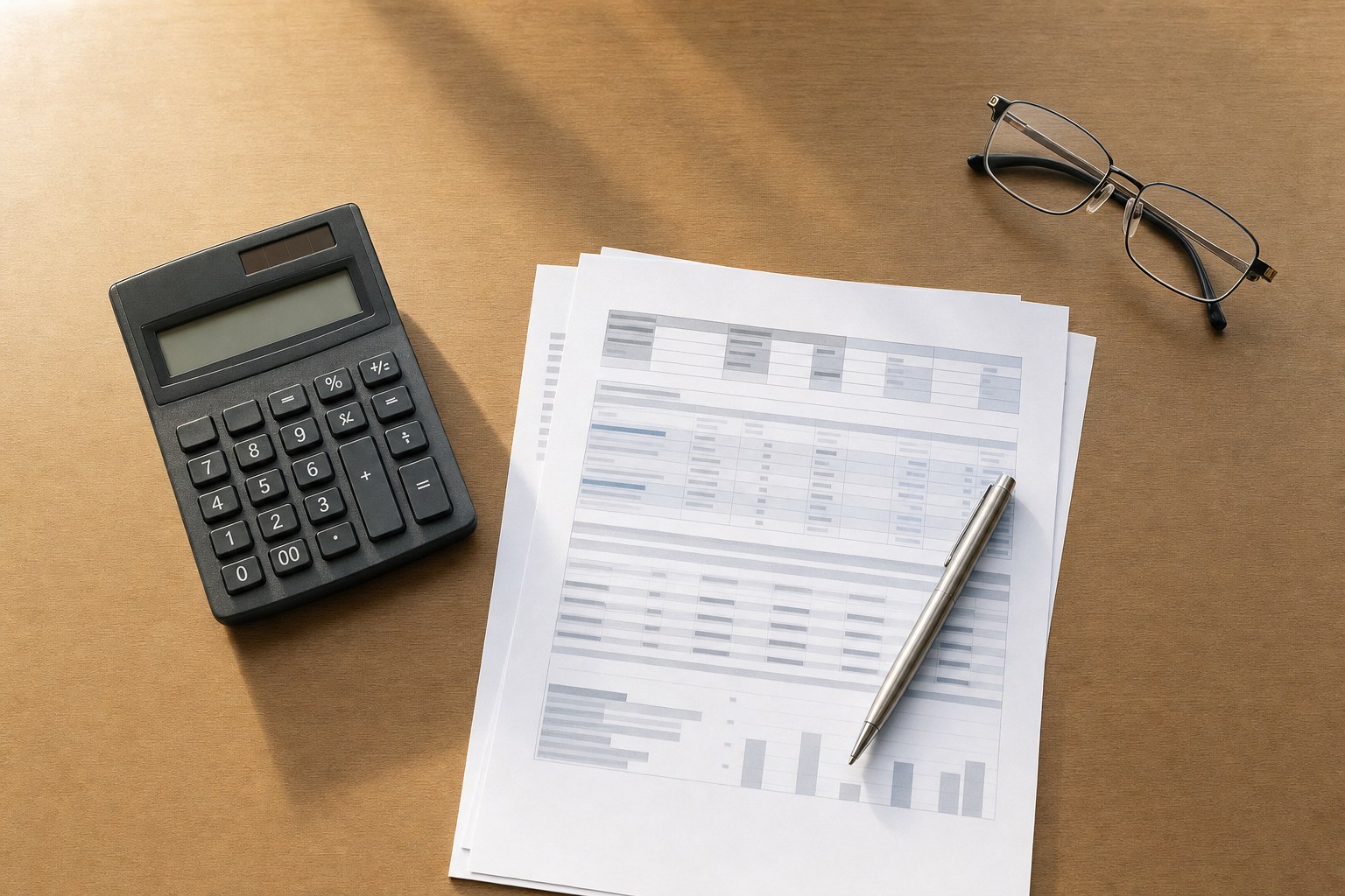 Financial adviser reviewing calculations with a business owner